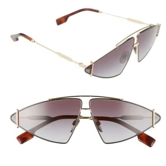 BURBERRY Futuristic Triangle Aviator Style Metal Sunglasses NEW w Box Case Book - Picture 5 of 9